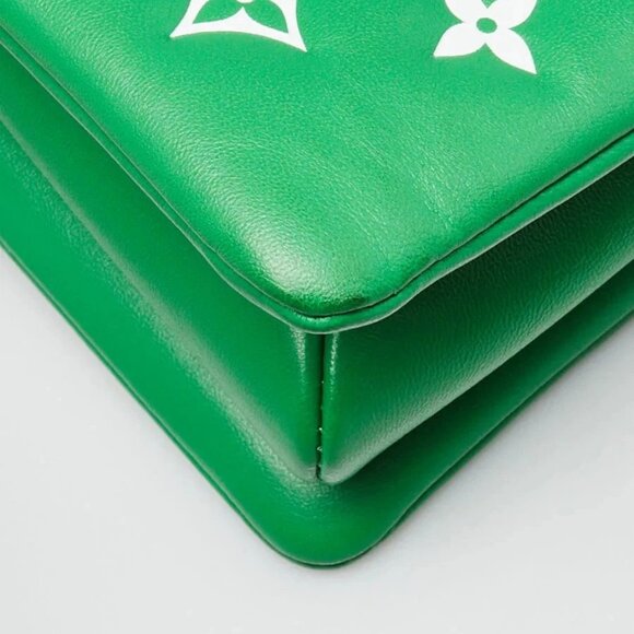 Louis Vuitton Green/White Monogram Embossed Lambskin Leather Match Coussin PM... - Picture 4 of 12